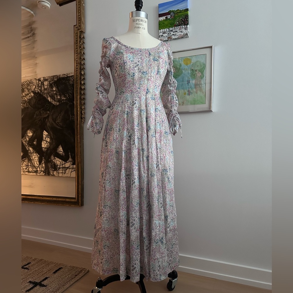 Linnenaive Pastel Flora Linen Victorian Dress
